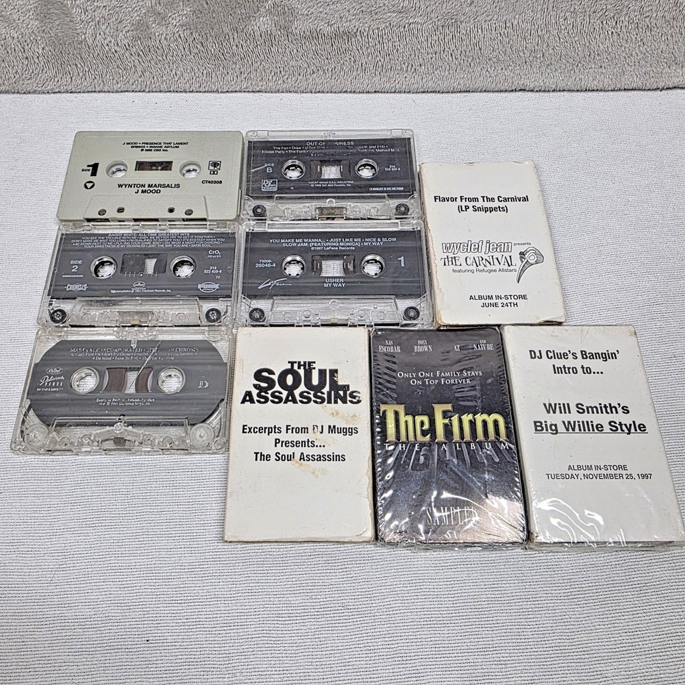 Cassette Tape Lot Random Genre Usher, Wynton Marsalis, Barry White, Will Smith